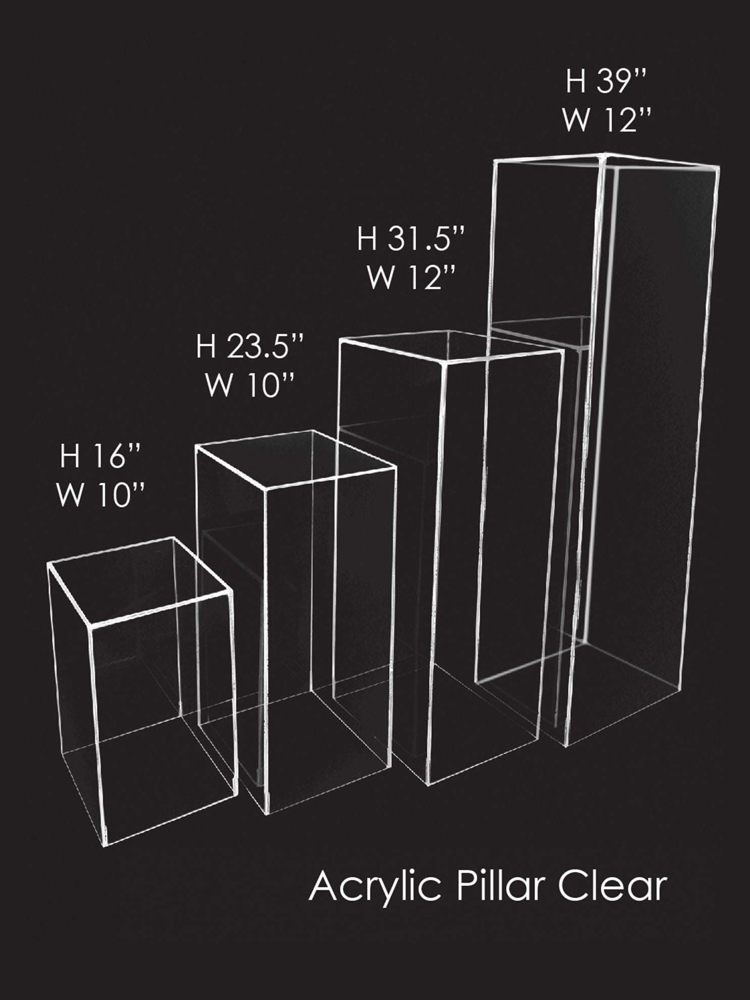 Acrylic Cake Pillar Set of 4 Clear