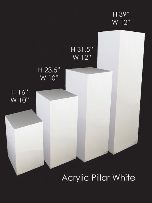 Acrylic Cake Pillar Set of 4 White