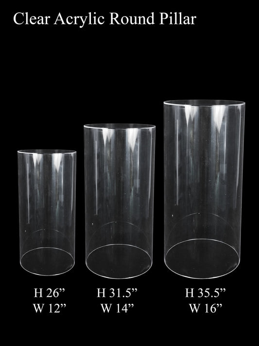 Acrylic Cake Pillar Round Set of 3 Clear