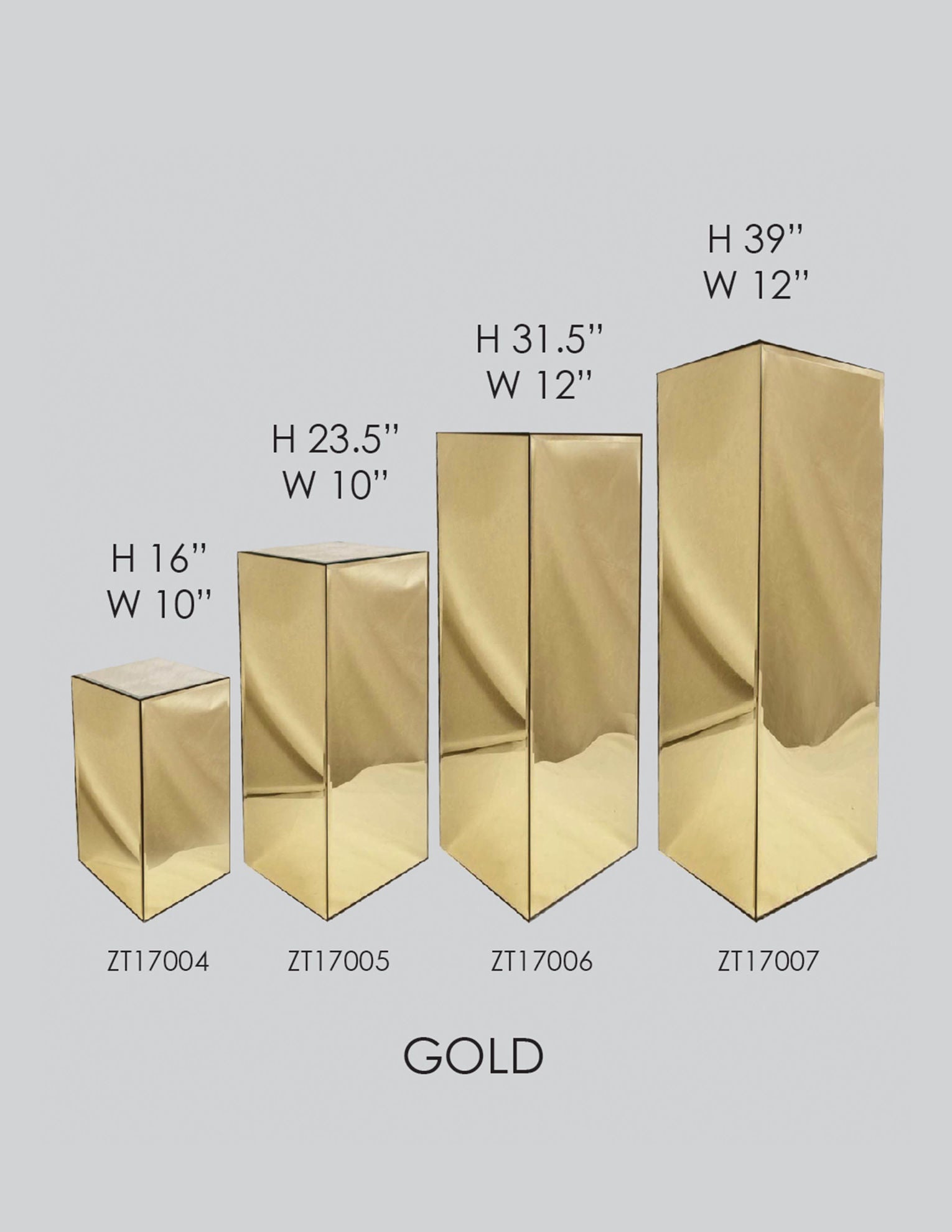Set of 4 Mirrored Rectangular Column/Pedestal Gold – LA Event Decor Supply