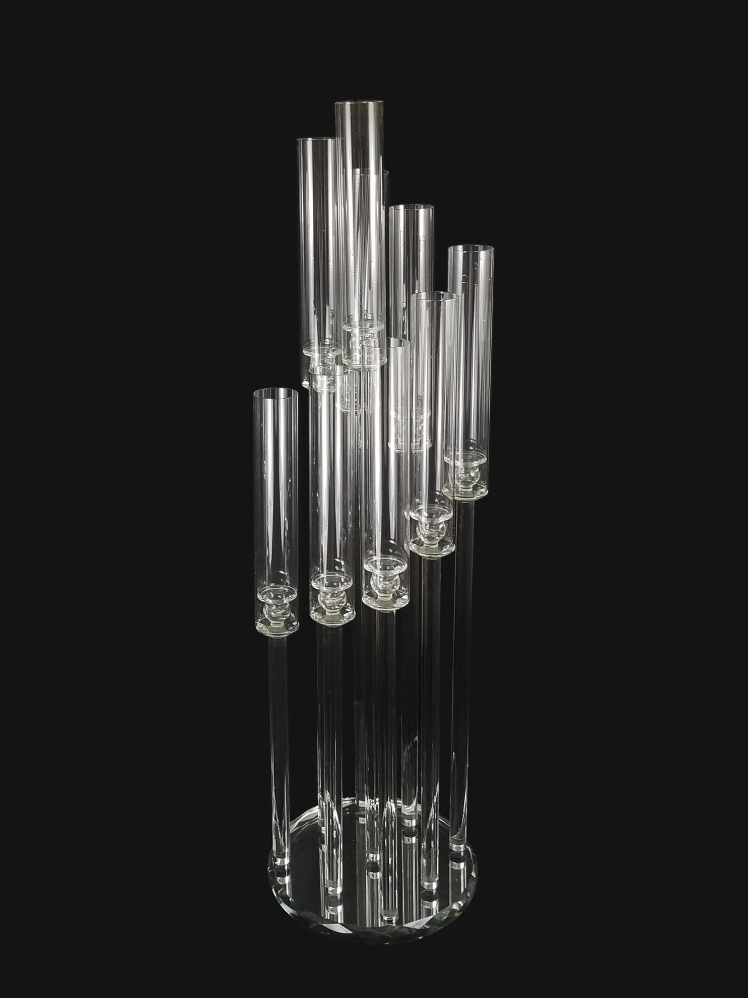 CCH1258 -  9 Head Candlestick Holders  with Hurricane Tubes Wedding Table Centerpiece 44.5"