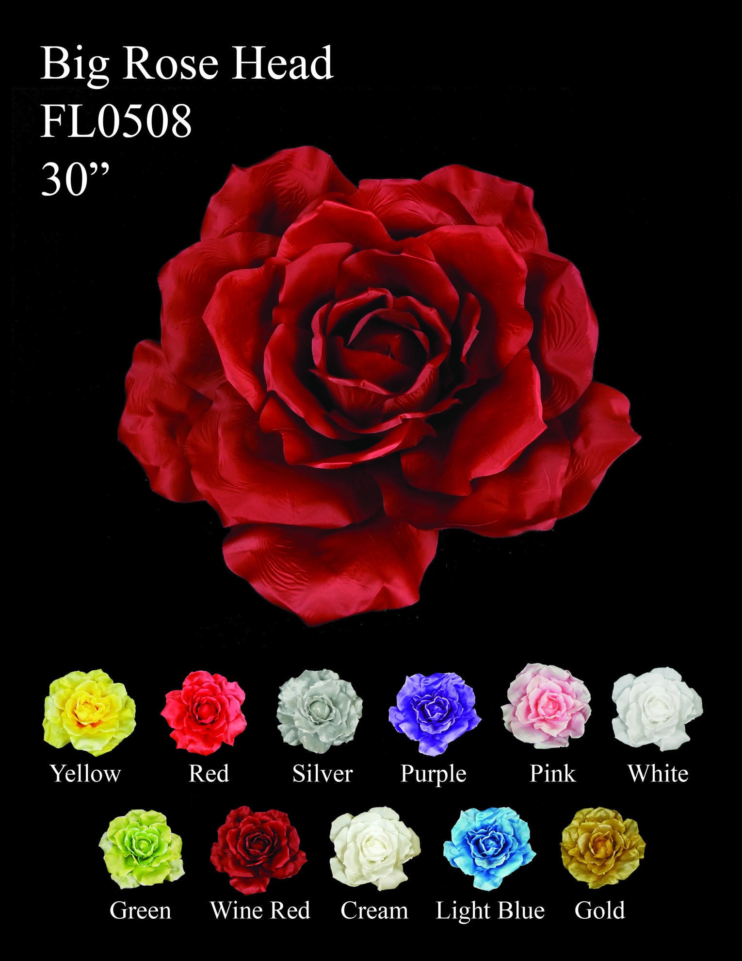 FL0508 - 30" Wide Oversized Silk Rose Bloom