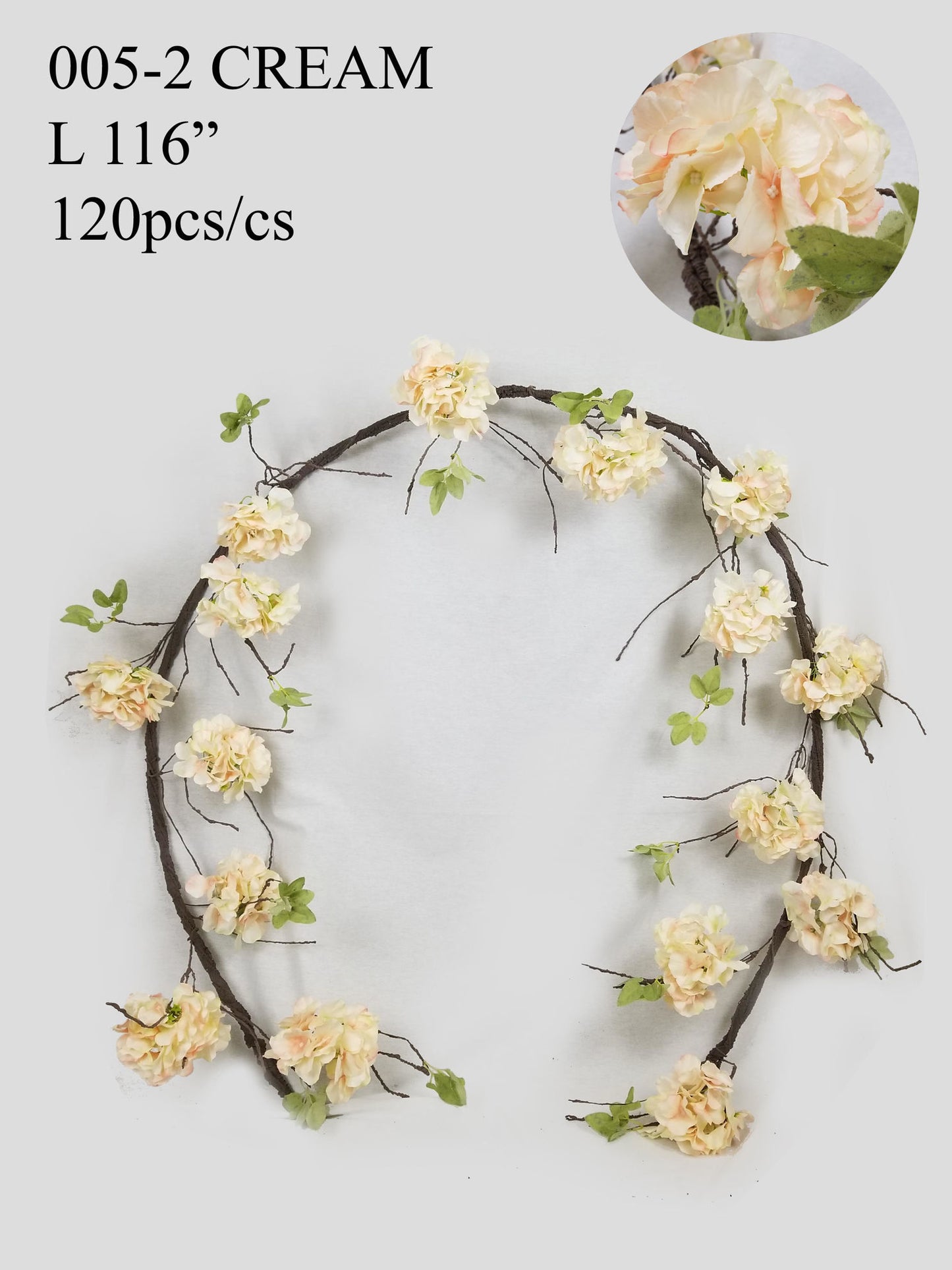 005-2 CREAM -  116" Artificial Cherry Blossom Garland