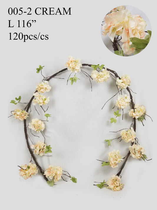 005-2 CREAM -  116" Artificial Cherry Blossom Garland