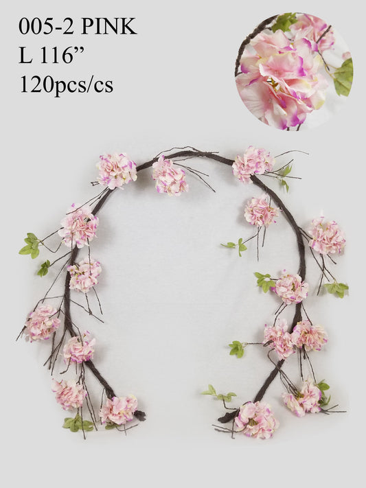 005-2 Pink -  116" Artificial Cherry Blossom Garland