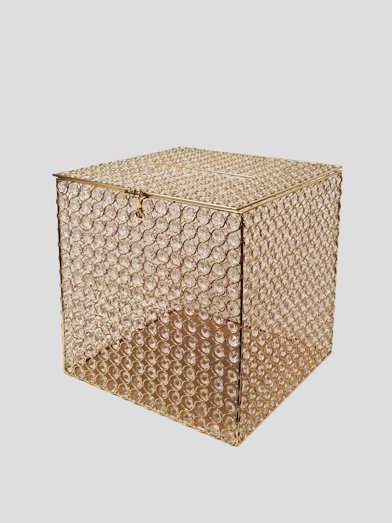 HBX-F3030 Gold - Real Crystal Beaded Card, Money, Donation Box 13"