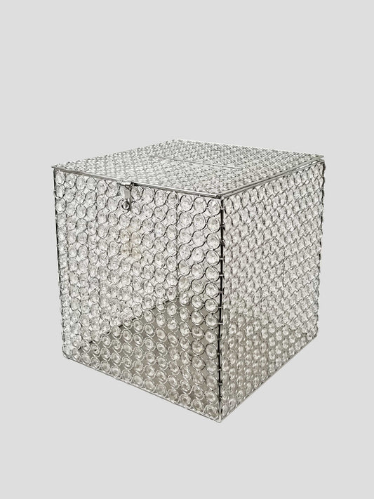 HBX-F3030 Silver - Real Crystal Beaded Card, Money, Donation Box 13"
