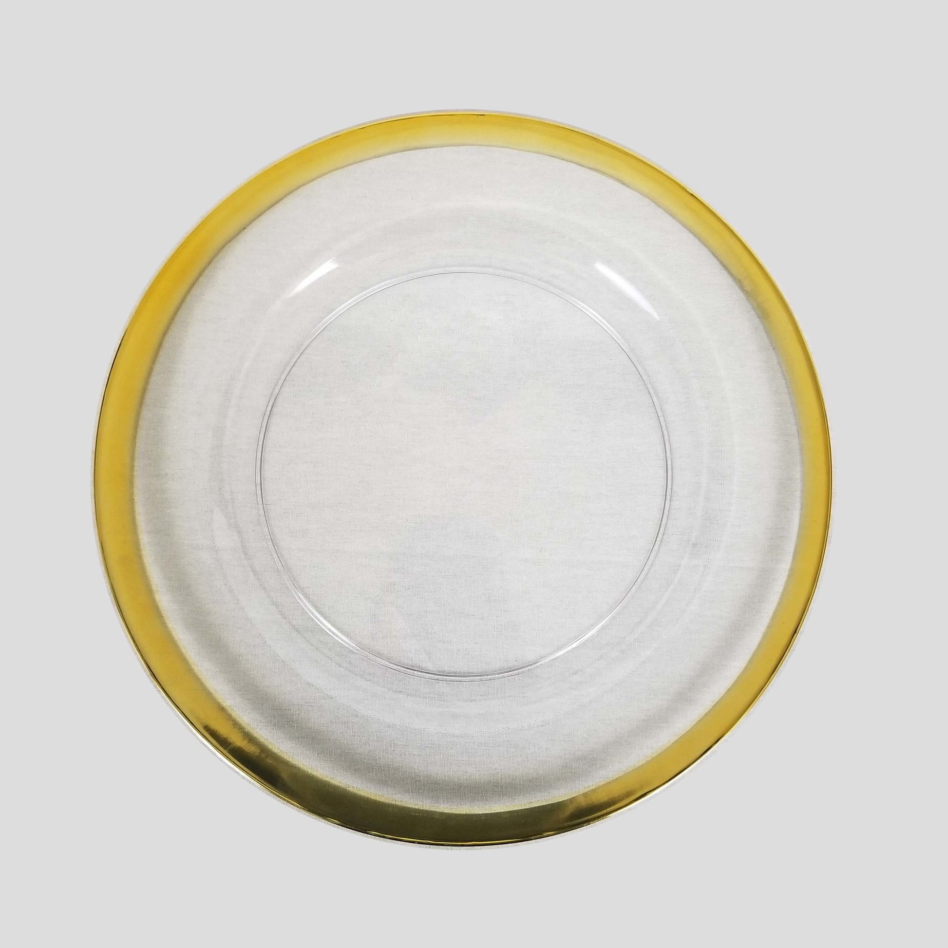 188226 GD - 13" Round Gold Rimmed Acrylic Charger Plates