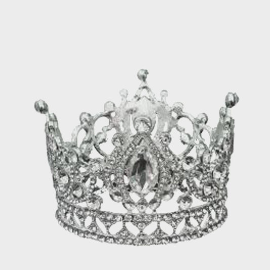 11018 Silver - 3.5" Vintage Royal Crown Cake Topper Decor with Crystals