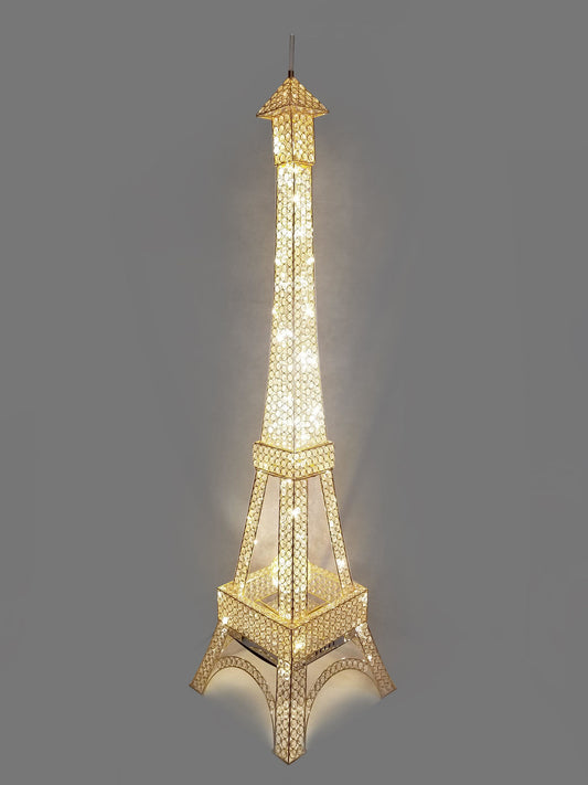 WFT-2099-GD - Gold Crystal Beaded Eiffel Tower Centerpiece, Floor Decor 62"