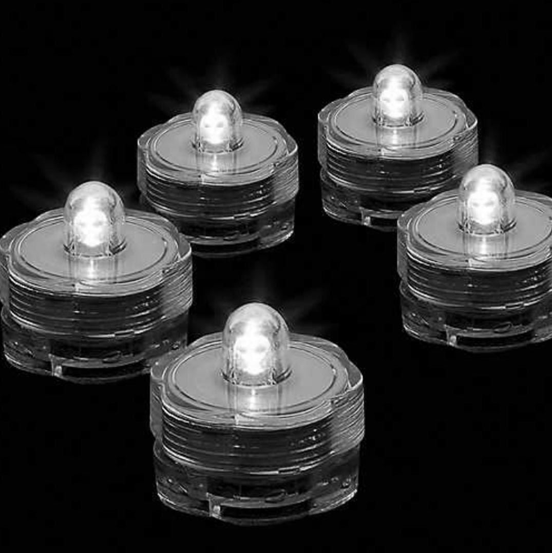LED005 WT - 12 Pack | White Waterproof Battery Operated Submersible Led Lights Centerpieces