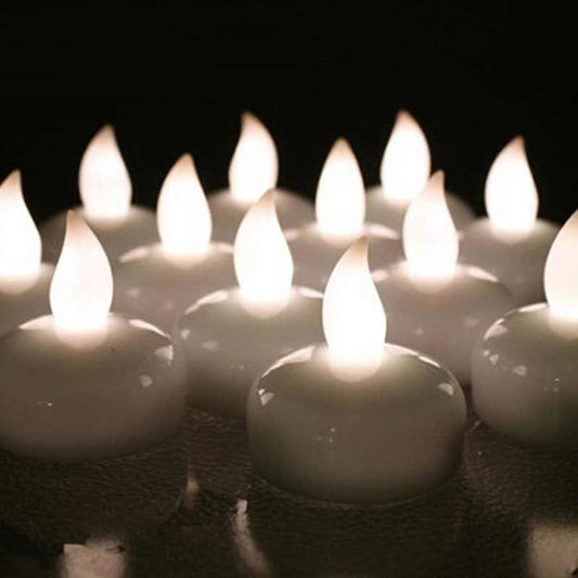 LED0095 White - 12pcs Floating Candle Led Tea Light Flameless