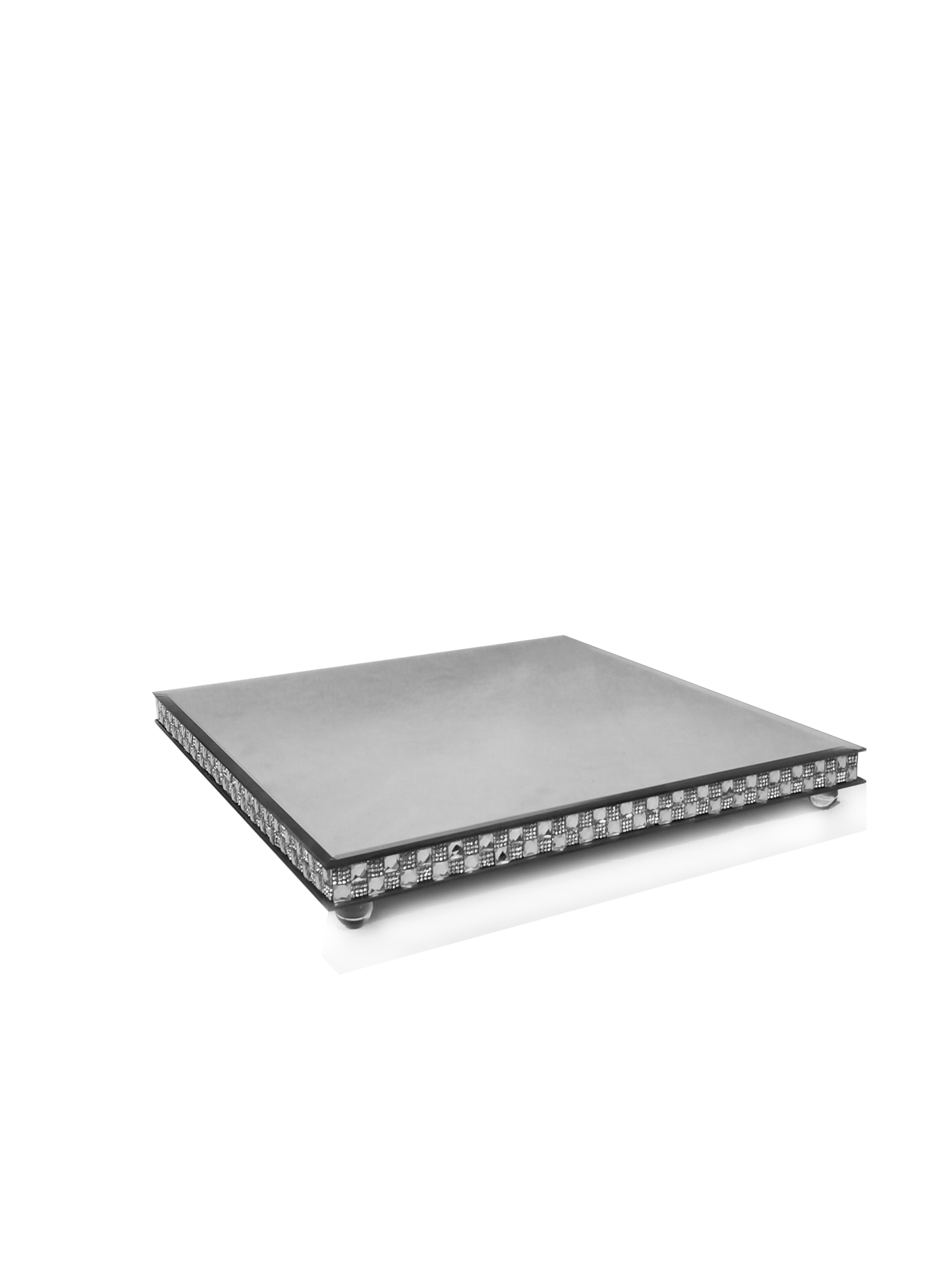 146638 SL - Silver Square Mirror Cake Stand 16"