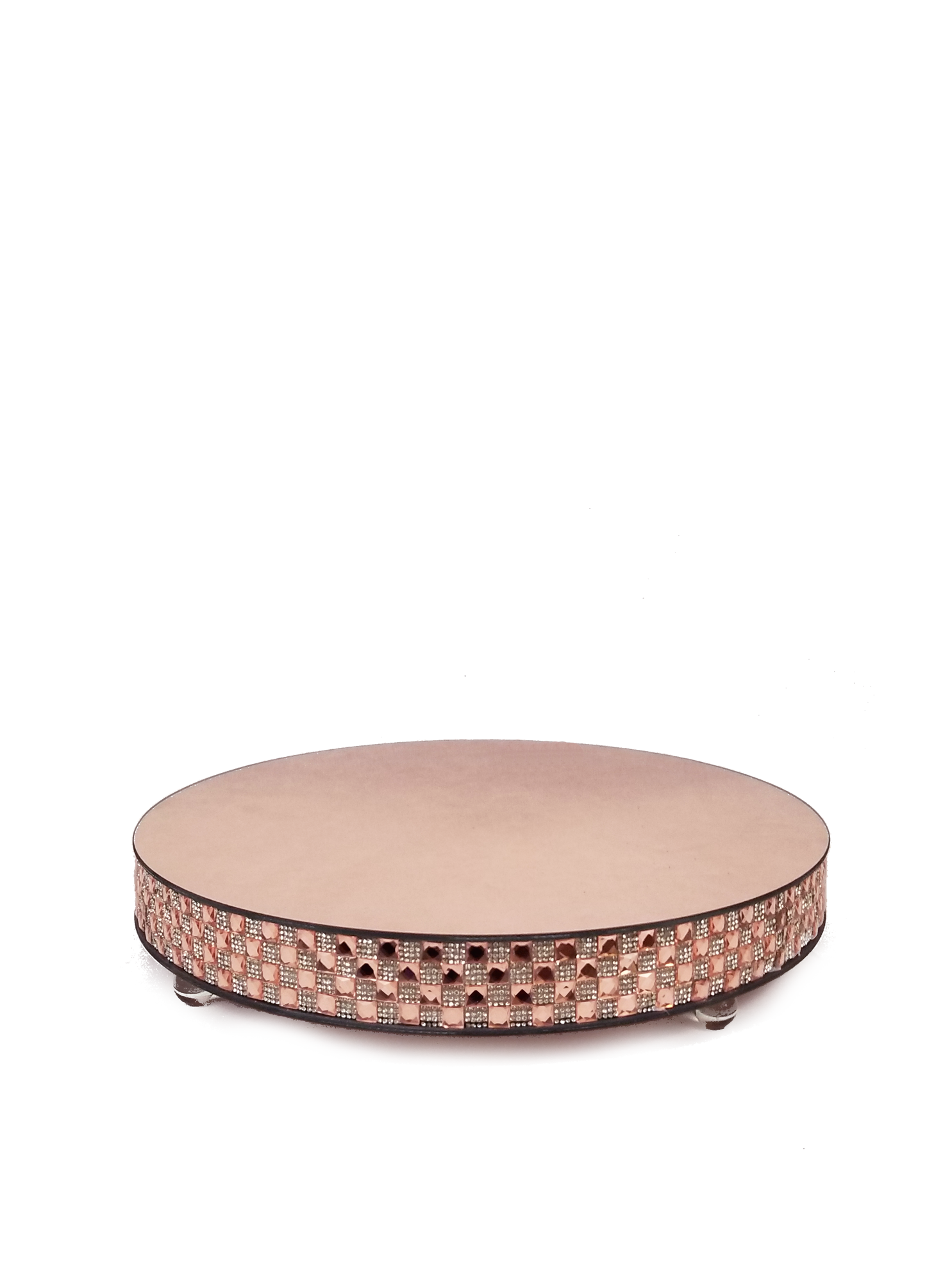 1711202 RGD - Rose Gold Round Mirror Cake Stand 16"