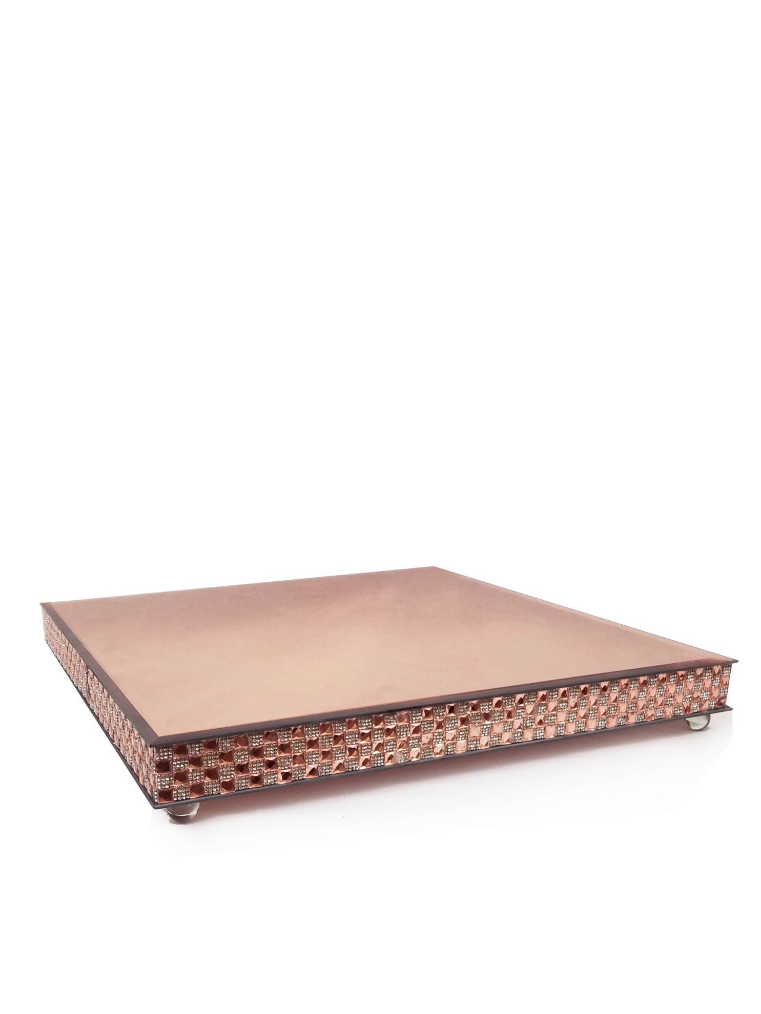 1711204SQ RGD -  Rose Gold Square Mirror Cake Stand 20"