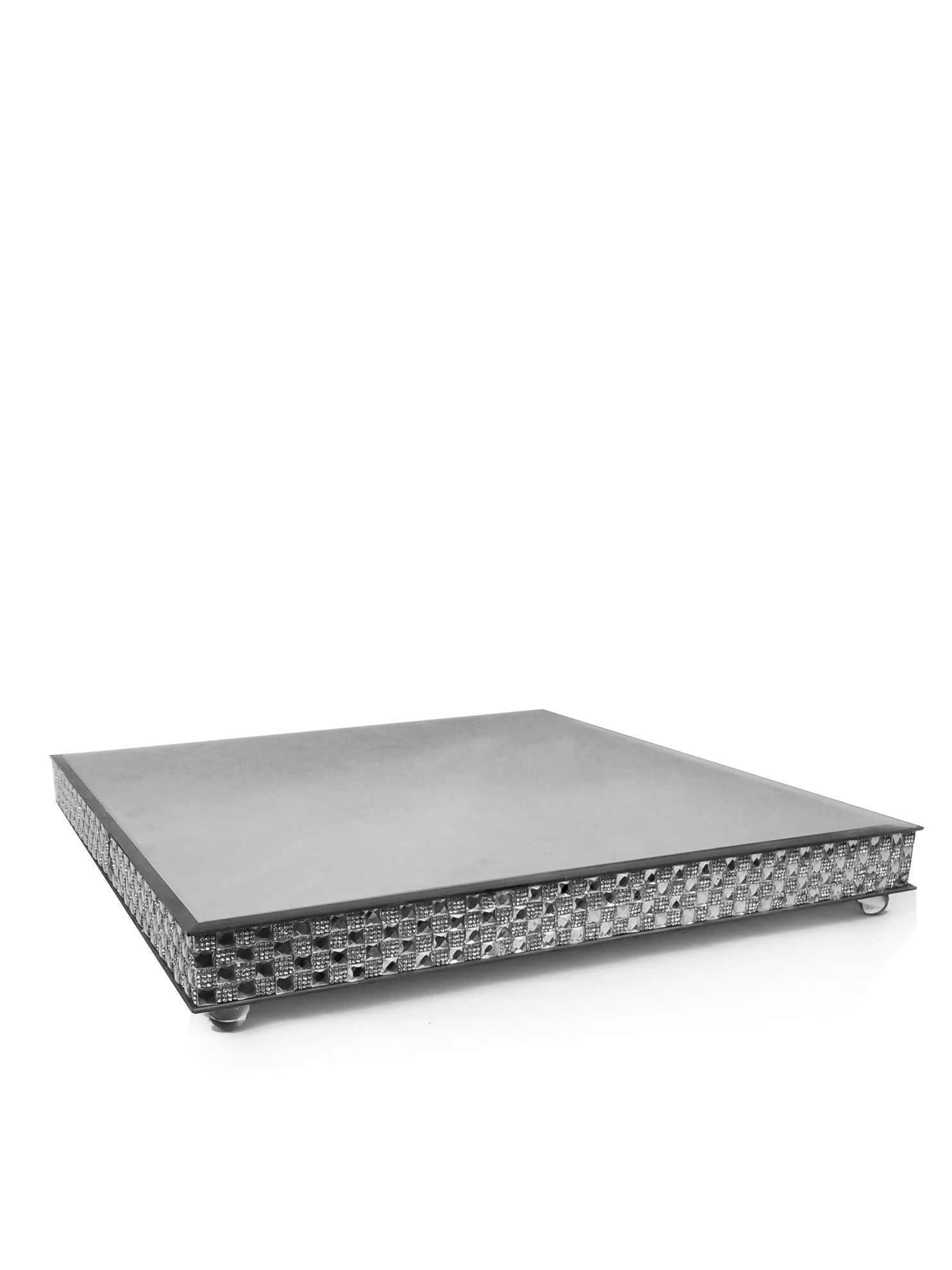1711204 SL-  Silver Square Mirror Cake Stand 20"