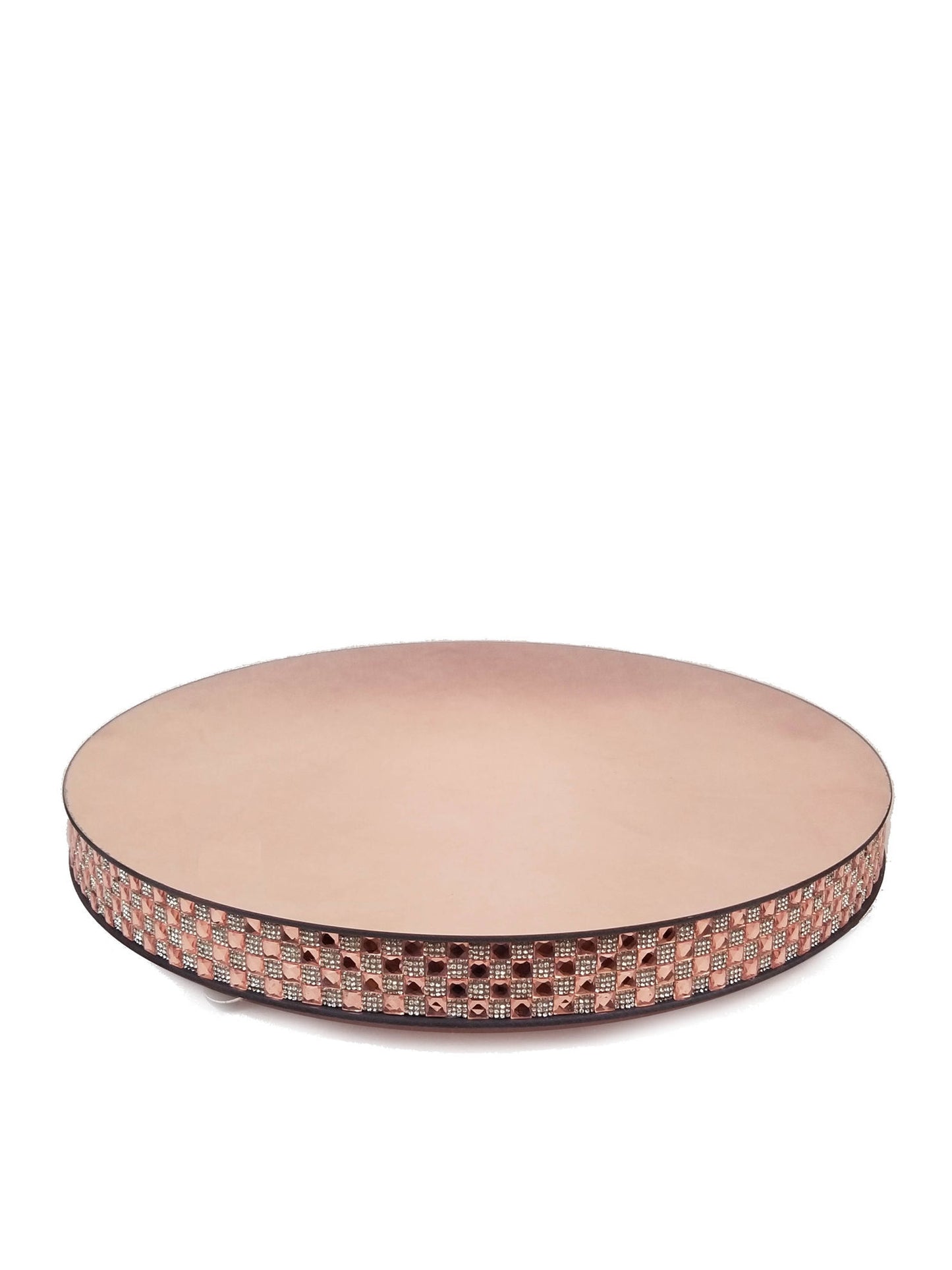 1711204 RGD - Rose Gold Round Mirror Cake Stand 20"