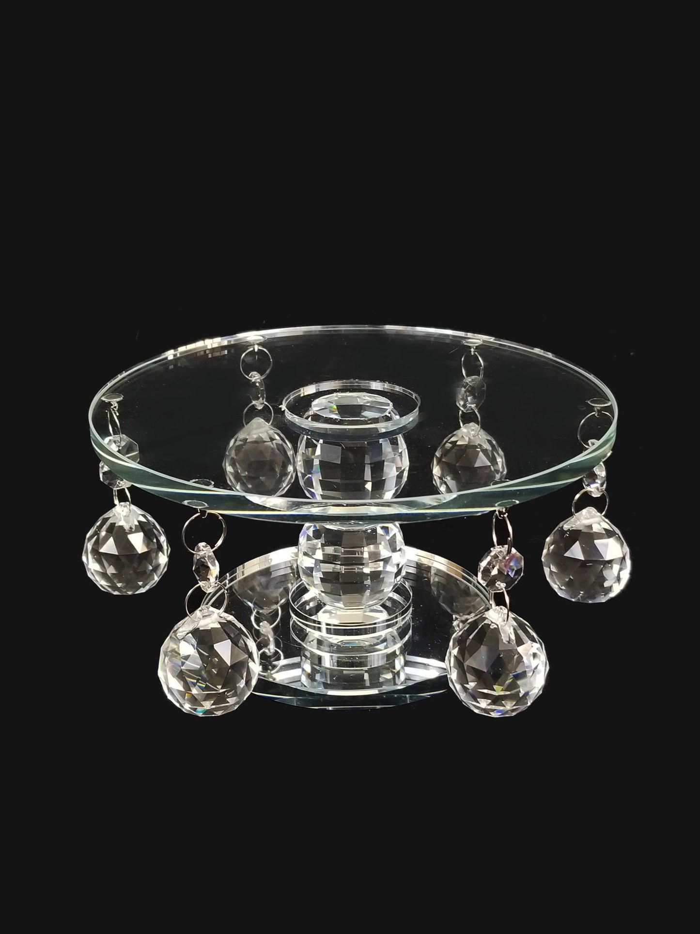 CCH5324 - 3.5" Tall Rounded Crystal Stand with Sphere Hanging Crystal