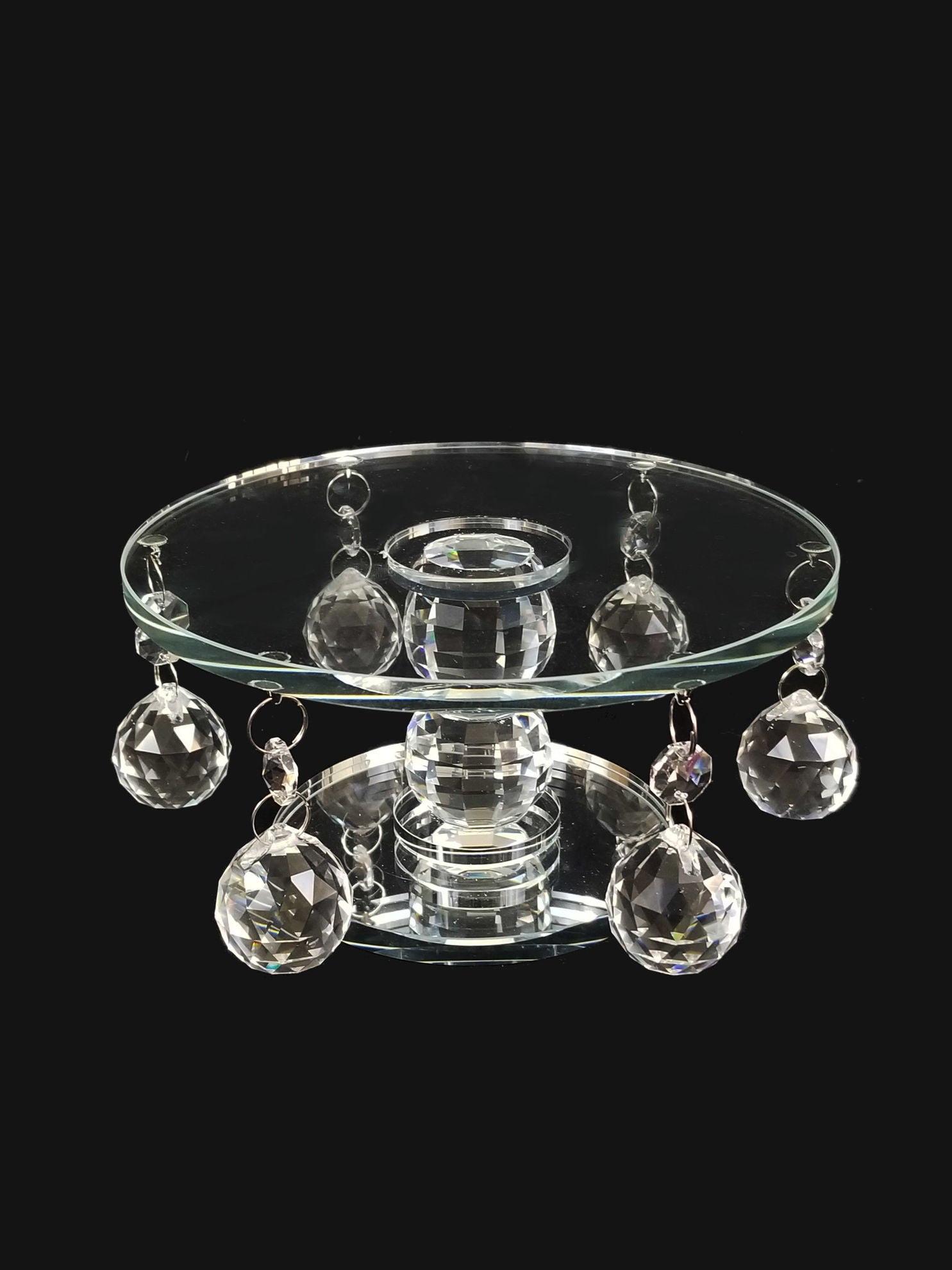 CCH5324 - 3.5" Tall Rounded Crystal Stand with Sphere Hanging Crystal