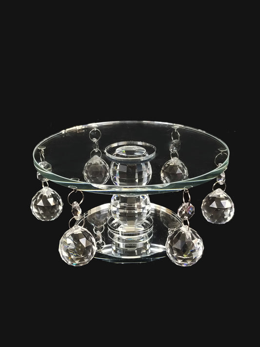 CCH5324 - 3.5" Tall Rounded Crystal Stand with Sphere Hanging Crystal