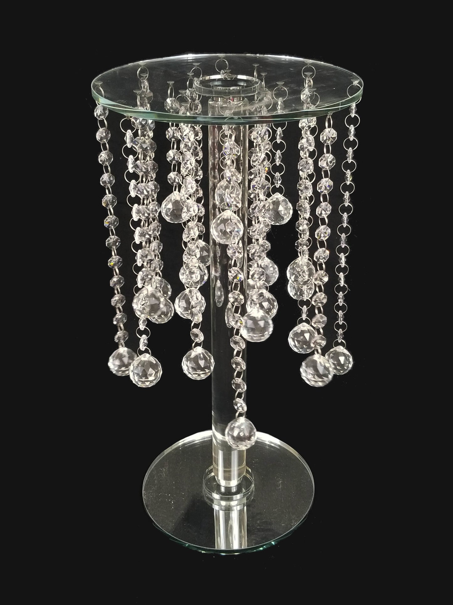 CH6220-M - 19.5" Tall Rounded Crystal Stand with Sphere Hanging Crystal