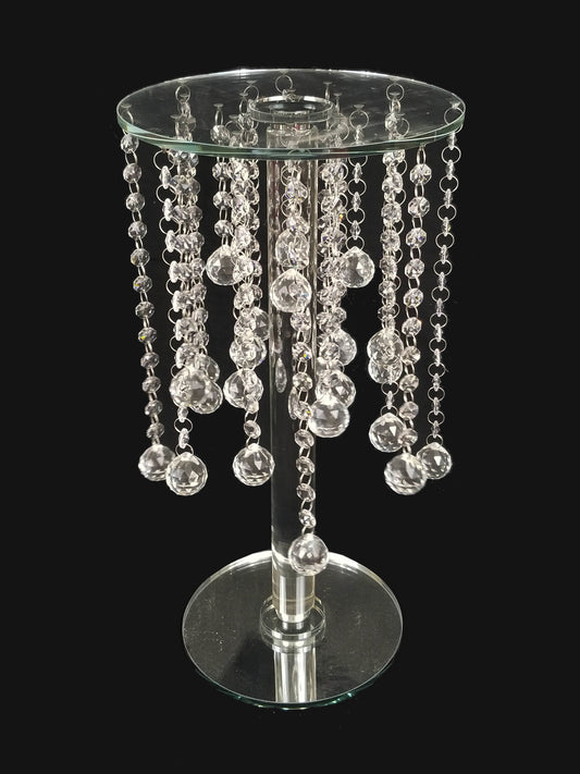 CH6220-M - 19.5" Tall Rounded Crystal Stand with Sphere Hanging Crystal