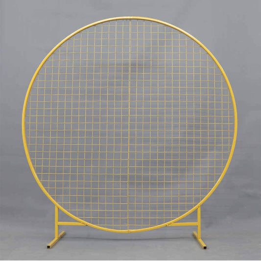 GM02- Gold - 6' White Metal Backdrop Wedding Arch with Mesh