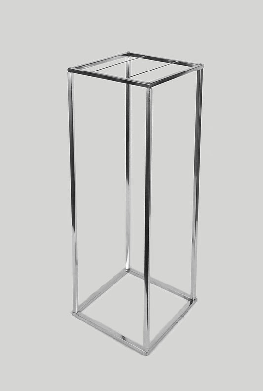 VC-2582 Sl- 32" Shiny Silver Wedding Wire Metal Column Pillar - Geometric Centerpiece