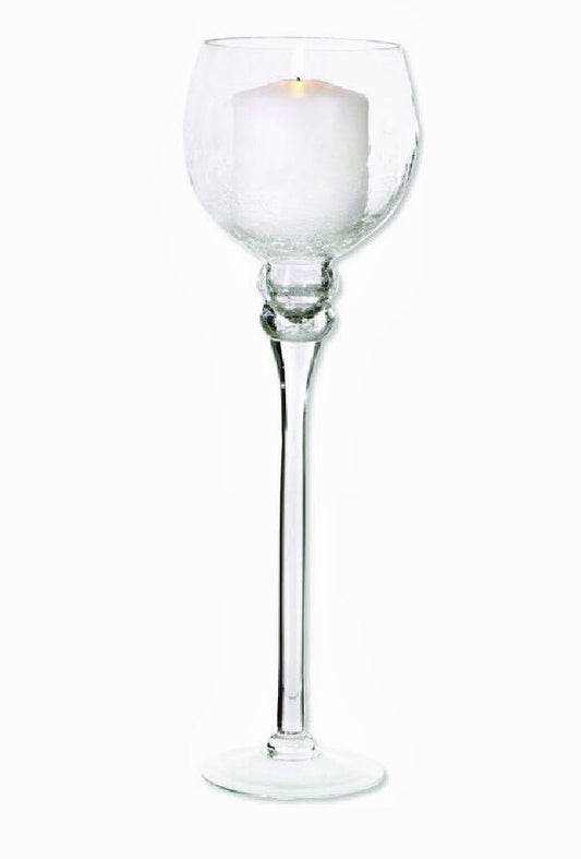 CH453 - 20" Clear Long Stem Globe Glass Vase Candle Holder