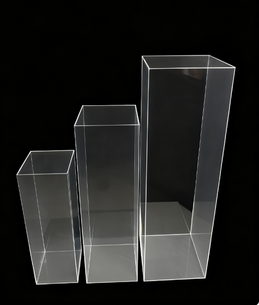 Set of 3 Clear Acrylic Pedestal Display
