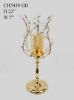 Picture of CH5438 Gold - Candle Holder With Flower Crystal Design and Hurricane Glass Tube