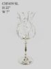 Picture of CH5439 SIlver - Candle Holder With Flower Crystal Design and Hurricane Glass Tube