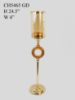 Picture of CH5465 Gold - Candle Holder With Circle Crystal Design and Hurricane Glass Tube