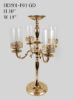 Picture of HD501-F01 - Gold Metal Candelabra 4 Arms with Hurricane Glass and 1 Flower Riser 30"