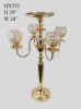 Picture of HX572 -  Gold Metal Candelabra with 4 Goblet Crystal Votive Arms and 1 Flower Riser  29"