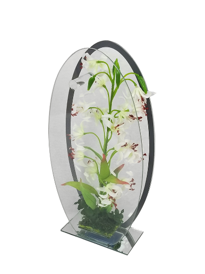 Picture of MRD-3462  -  15" Standing Oval Mirror Decor with Artificial Plant