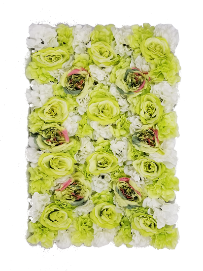 Picture of FL4060-1 - Green+Red Silk Rose & Hydrangea Flower Wall Mat Panel 24"