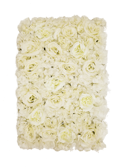 Picture of FL4060-1 - Ivory Silk Rose & Hydrangea Flower Wall Mat Panel 24"