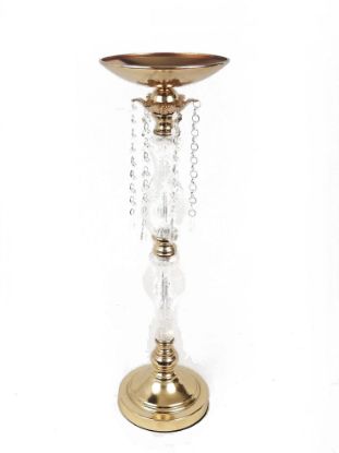 Picture of VC1191-22G - Acrylic And Gold Metal Flower Stand With Crystal Chain Chandelier 23"