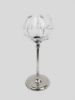 Picture of CH5461 Silver - Candle Holder With Flower Crystal Design and Hurricane Glass Tube