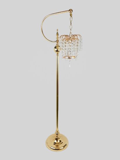 Picture of CH5463 Gold - Tall Hanging Candle Holder with Crystal Pendant 46"