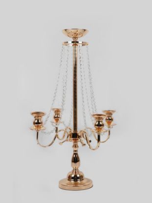 Picture of CCH0500 Gold - Tall Metal 4 Arms  Candle Holder Chandelier Style With Flower Holder