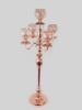 Picture of CH5437 RGD - Rose Gold Tall 5 Arm Gold Crystal Beaded Globe Metal Candelabra Candle Holder Set 40"