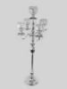 Picture of CH5436 SL - Silver Tall 5 Arm Gold Crystal Beaded Globe Metal Candelabra Candle Holder Set