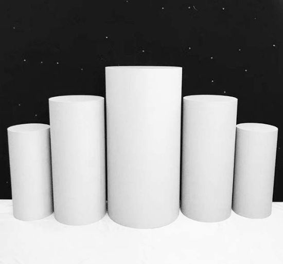 Picture of Metal Cake Pillar Round Set of 5 White