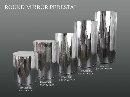 Picture of Mirrored Cylindrical Column/Pedestal Silver