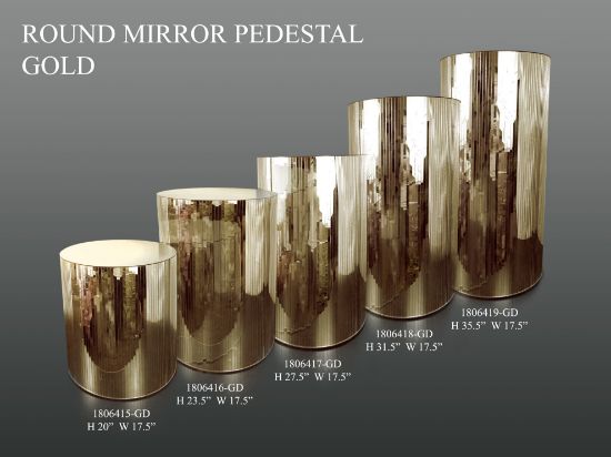 Picture of Mirrored Cylindrical Column/Pedestal Gold