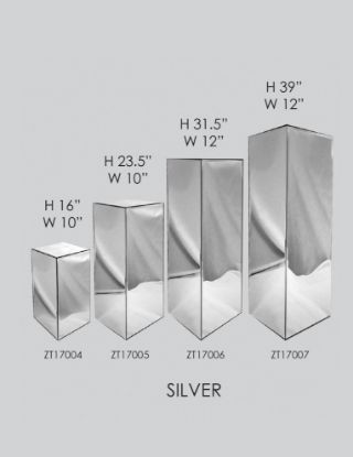 Picture of Set of 4 Mirrored Rectangular Column/Pedestal Silver