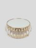 Picture of 18PF0606-S - 10" Round Gold Cake Stand Crystal Beaded with Mirror Topped