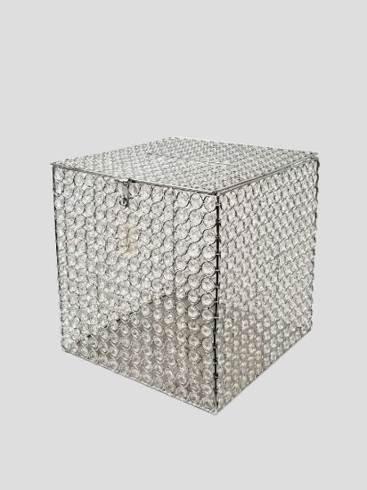 Picture of HBX-F3030 Silver - Real Crystal Beaded Card, Money, Donation Box 13"
